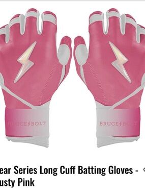 Bruce Bolt Kids Long Cuff Batting Gloves - Dusty Pink